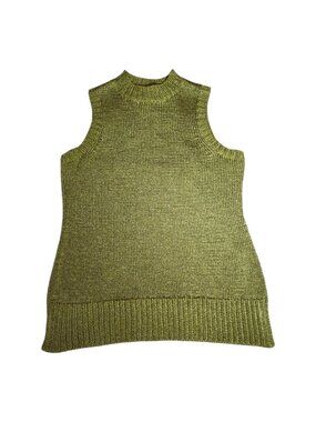 Chicos Travelers Collection Sleeveless Sweater Tank Wasabi Green Size 2 / US12 L